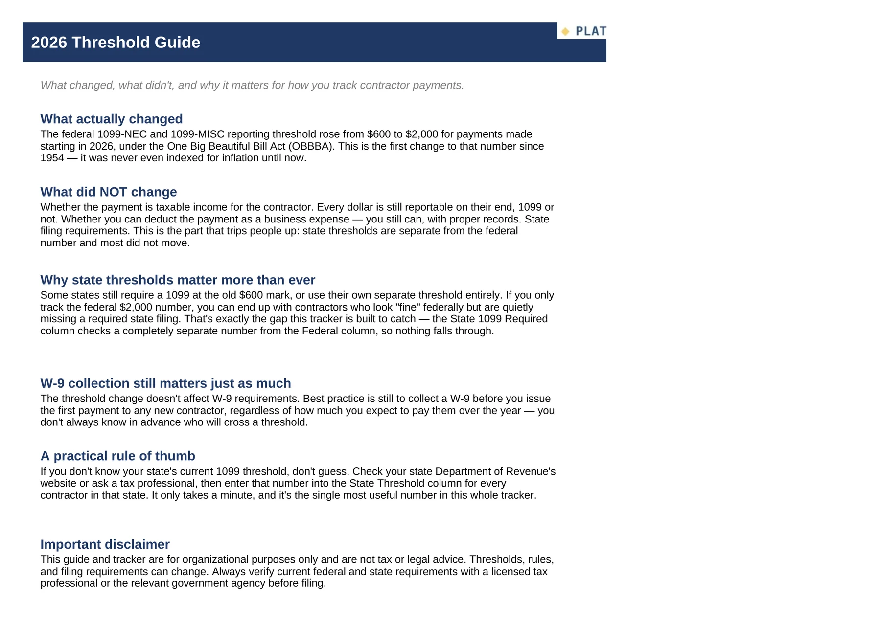 The 1099 Contractor Payment & Threshold Tracker — Guide