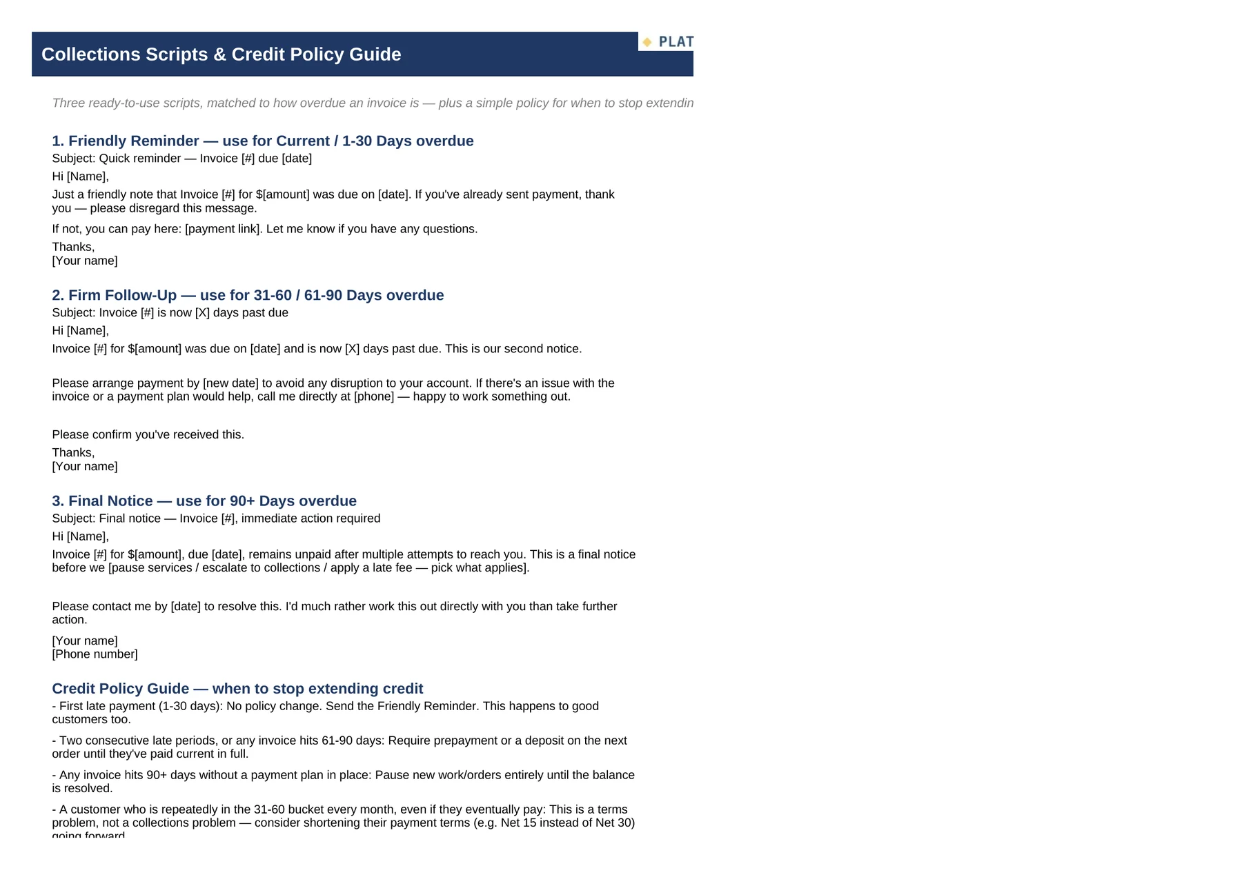 The Accounts Receivable & Collections Tracker — Collections Scripts