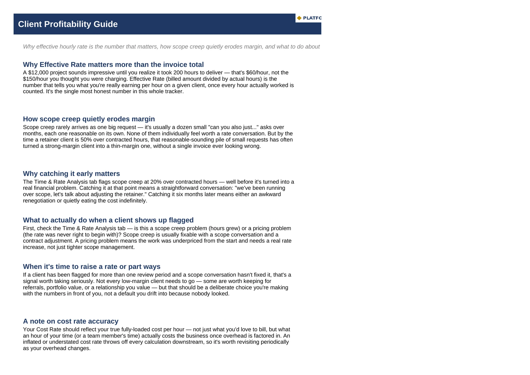 Client & Project Profitability Tracker — Guide