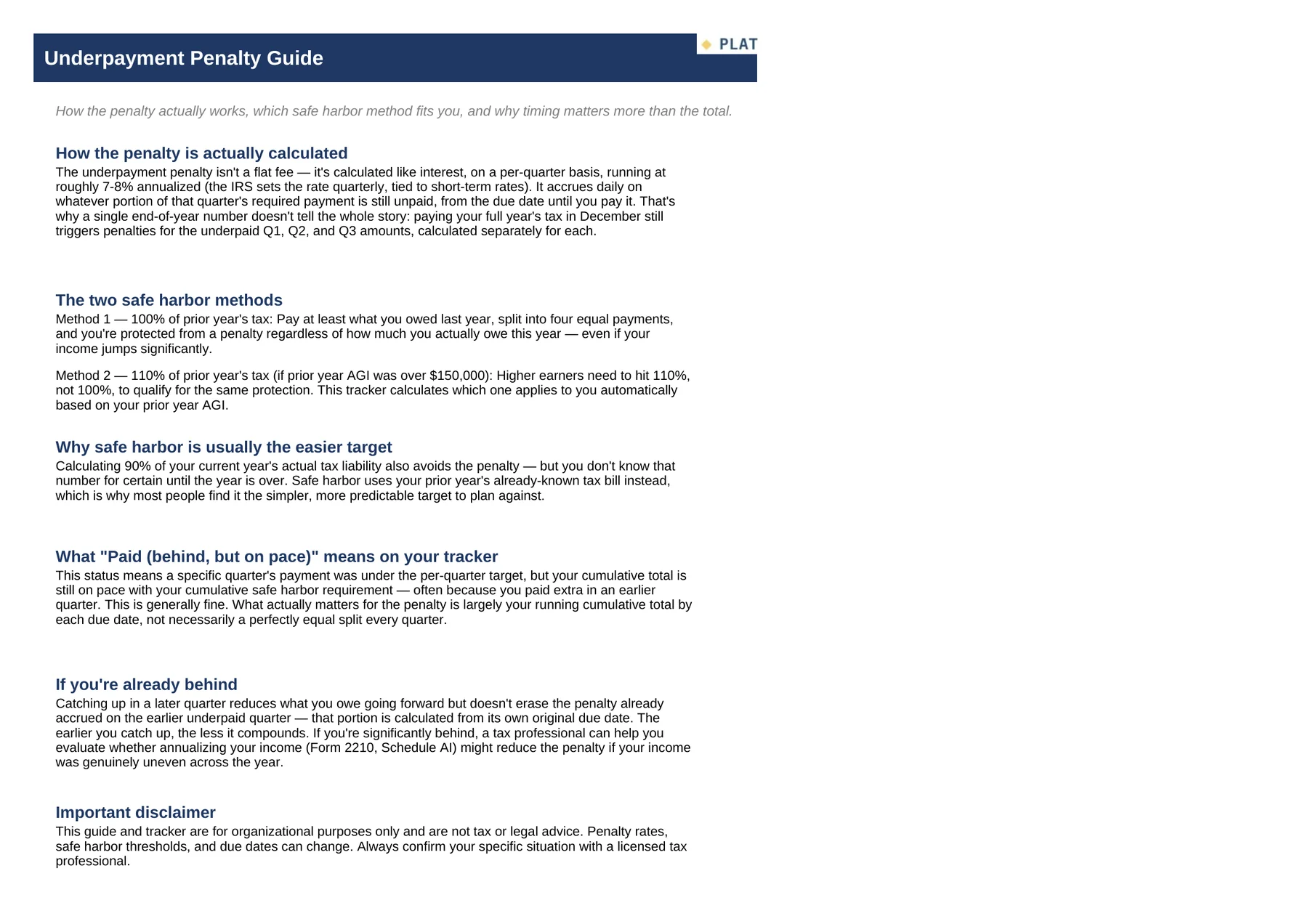 The Quarterly Estimated Tax Payment Tracker — Guide