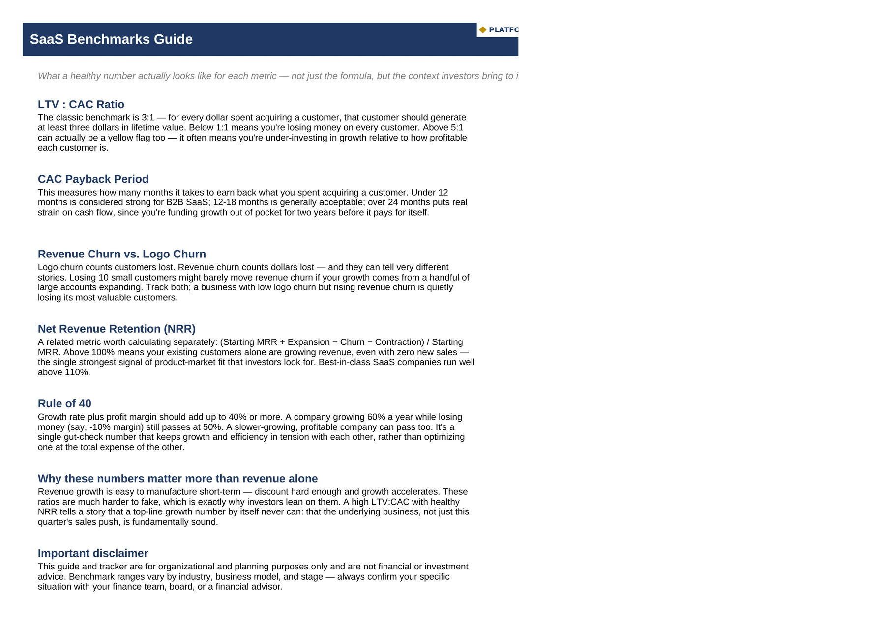 SaaS Metrics Dashboard — Guide